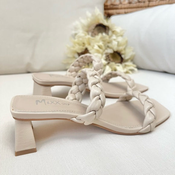 NWB Boho Cottagecore Beige Braided Sandal Heels - Picture 3 of 9